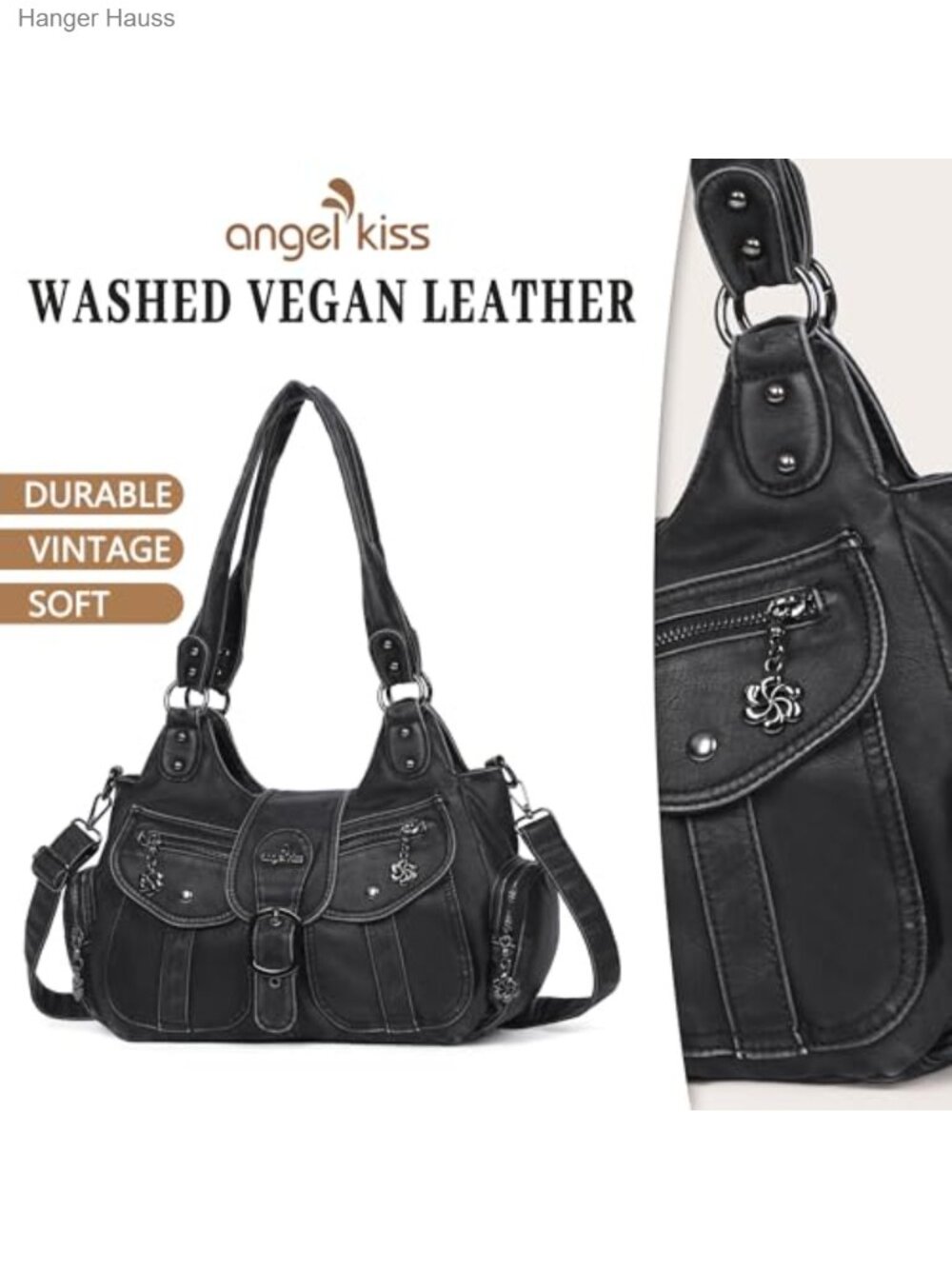 Vegan Leather Hobo Bag Women Shoulder Crossbody Tote Purse Handbag - Picture 4 of 6